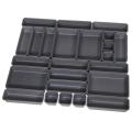 Desk Drawer Organizer Trays with 3-size Black Plastic Storage Boxes