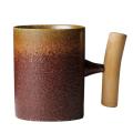 Vintage Ceramic Coffee Mug Tea Milk Beer Mug with Wood Handle 2