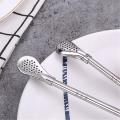 Stainless Steel Straw with Filter Spoon with 2 Pieces Brush Set