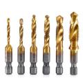Drill Tap Bit, 6 Pack Combination Drill Tap Bit Set Screw Tapping Sae