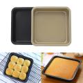 2pcs Carbon Steel Square Cake Mold Baking Pan Non-stick (gold)