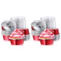 100x Valentine Aluminum Foil Cake Pan Heart Shaped Cup with Lids,red