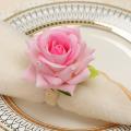 6pcs Handmade Flower Napkin Rings Faux Pink Rose Napkin Ring
