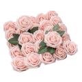 25pcs Real Looking Foam Fake Roses with Stems for Wedding (pink)