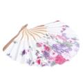 Bamboo Flower Printed Japanese Style Foldable Hand Held Fan Decor