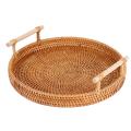 Rattan Storage Tray,round Basket with Handle,food Breakfast Display L