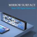 Temperature Date Display Desktop Mirror Clocks -black