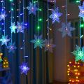 Christmas Led Curtain Window Snowflake String Fairy Lights -us Plug
