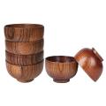6 Pcs Wood Bowls Serving Tableware for Rice, Soup, Dip, Wooden Bowl