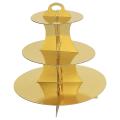 3-tier Round Cardboard Cupcake Stand for Cupcakes (gold)