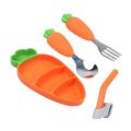Cartoon Silicone Dinner Plate Set,carrot Shape Bowl with Spoon Fork