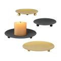 4 Pack Iron Plate Candle Holder, for Led & Wax Candles,(gold+black)