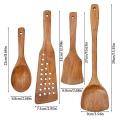 4 Pcs Kitchen Wooden Utensils for Cooking,non-stick Wood Spatulas