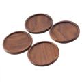 4pcs Durable Walnut Wood Coasters Placemats Decor Round