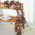 2pcs Artificial Rose Flower Floral Vine Hanging Garland Wedding Decor