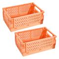 2x Collapsible Plastic Folding Storage Box Cosmetic Container Orange