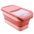 Foldable Rice Bucket Kitchen Insect-proof Grains Storage Box Pink