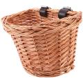 Retro,handmade,wicker Bicycle Front Basket with Leather Straps