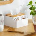 Organizer Box with Wooden Lid for Tissue Paper Makeup Case Holder-b