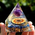 Orgonite Pyramid Amethyst Peridot Healing Crystal Meditation Crafts