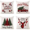 Christmas Throw Pillow Covers, Cotton Linen for Sofa, Couch and Bed