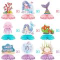 9 Pcs Mermaid Theme Party Honeycomb Centerpieces Ornaments for Tables