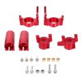 6pcs Metal Steering Knuckle C Hub Carrier Rear Axle Lock Out,red