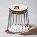 Striped Glass Jars with Lids Spices Storage Container Transparent B