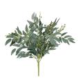 Artificial Willow Bouquet Fake Leaves Gray Green