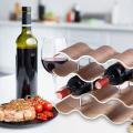 Wooden Wave Wine Rack Home Grape Wine Shelf(4 Layers 42.5x15.5x24cm)