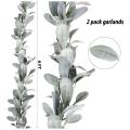 2 Pcs Artificial Flocked Lambs Ear Garland - 6ft/piece Faux Leaves