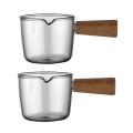Transparent Small Milk Jug Mini Coffee Cup with Wooden Handle