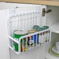 1pc Over Cabinet Storage Basket Nail-free Iron Kitchen Basket-white