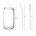 Drinking Glasses with Glass Straw -16oz Can Shaped Glass Cups