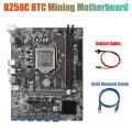 B250c Mining Motherboard with Rj45 Network Cable+switch Cable 12 Pcie