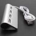 4 Port Aluminum Usb Hub with 11 Inch Shielded Cable for Laptops