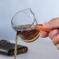 Double Mouth Measuring Cup Glass Coffee Pot Wooden Handle Milk Cup