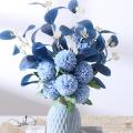 Hydrangea Artificial Flowers Wedding Bouquet Fake Flower Table(blue)