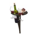 Outdoor Wine Table Portable Picnic Table Wine Glass Rack Black