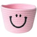 Smile Cotton Rope Basket Woven Storage Basket for Sundries, Pink