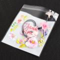 400pcs Thank You Plastic Bags Pink Flower Self Gift Favor Bags