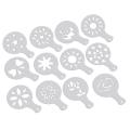 12 Pcs Cappuccino Coffee White Stencils Flowers Pad Duster Spray