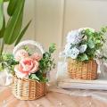 2pcs Woven Storage and Ribbon Wedding Basket for Home Garden Decor- M