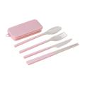Combination Portable Outdoor Travel Tableware Student Set Pink