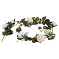 180cm Rose Vine Real Touch Silk Flowers with Green Leaveswhite
