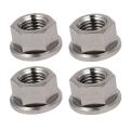 4pcs M10 X 1.25 Mm Tc4 Titanium Flanged Nut for Bicycle Motorcycle