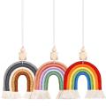 Boho Rainbow Car Charm Macrame Wooden Beads Mirror Hanging