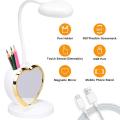 Led Desk Lamp for Girls,with Usb Charging Port & Pen Holder, White