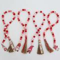 4pcs Valentine's Day Wooden Beads with Gnome Tassel Garland