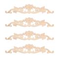 4pcs Wooden Carved Onlay Appliques for Home Door Cabinet Decoration